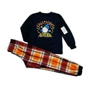 Autumn Dreams Kids Pajama Set - Navy and Plaid